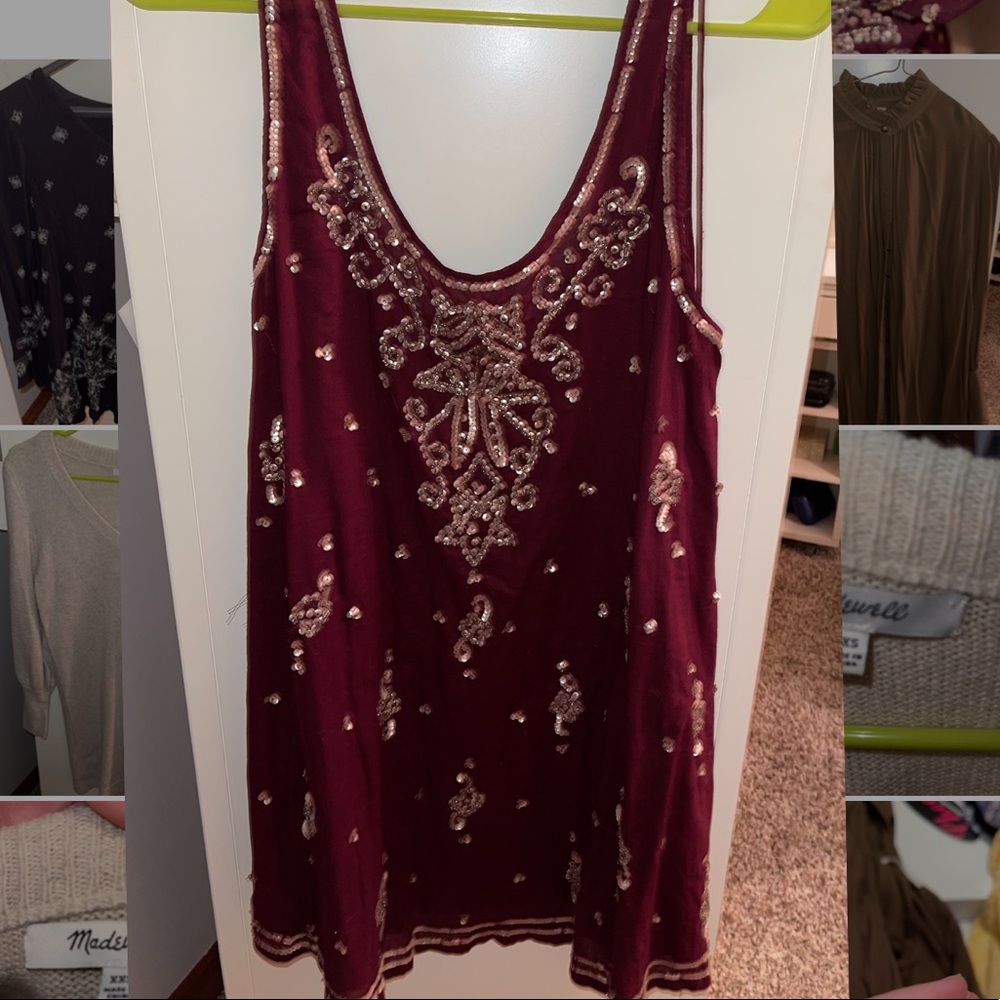 Red and gold Free People slip dress, size XS